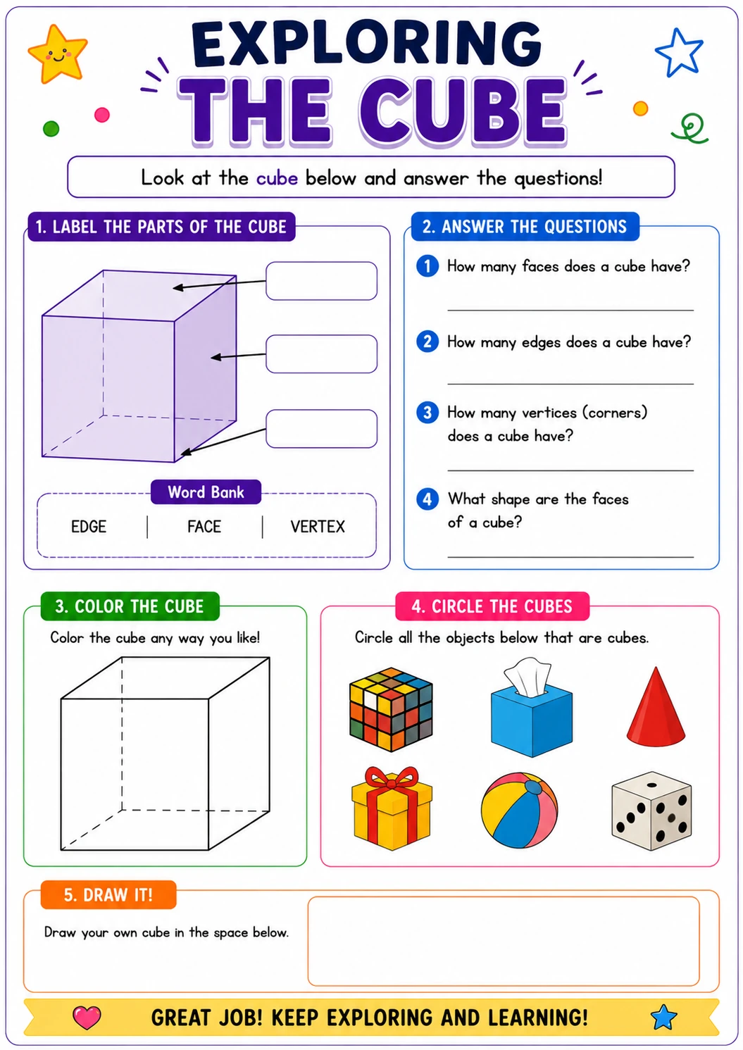 3D Shapes printable activities 9