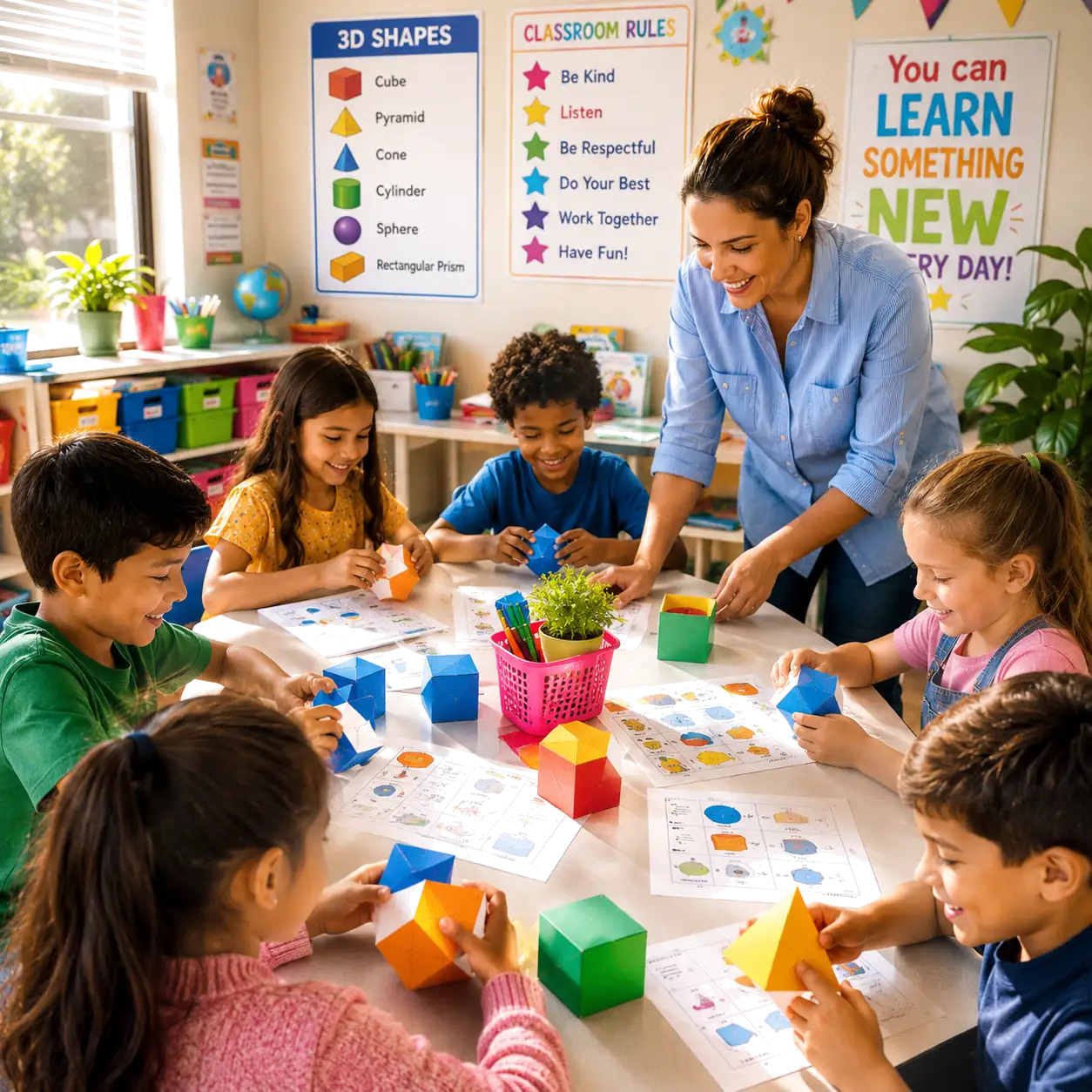 Teacher using 3D Shapes activities in the classroom 3