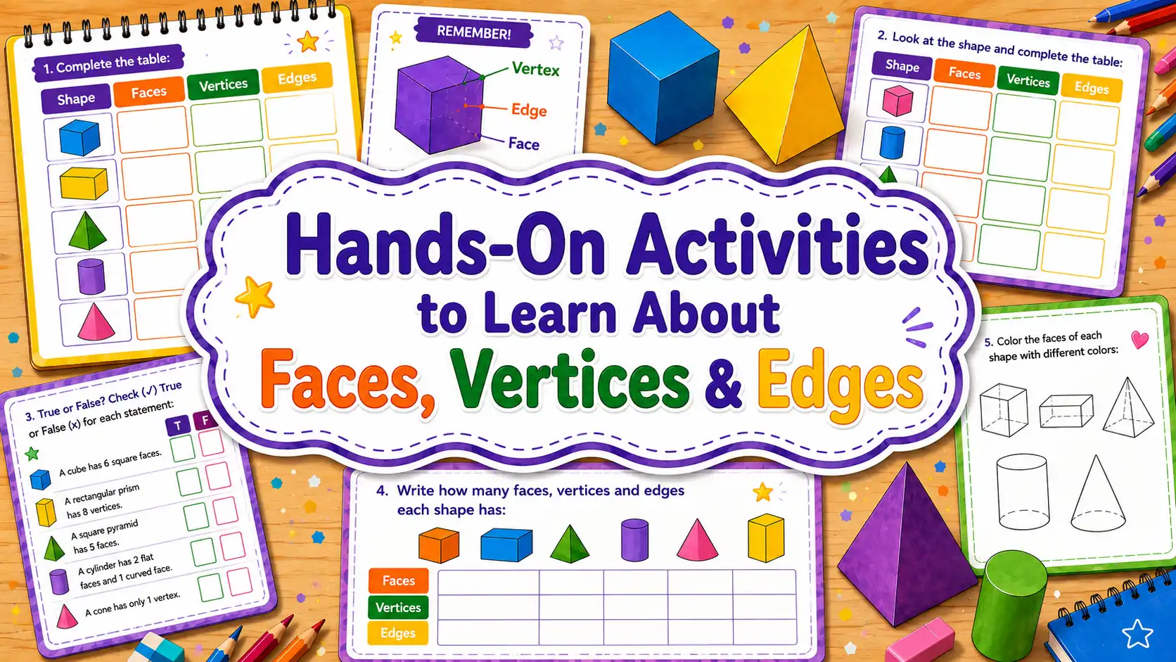 Faces, Vertices & Edges Practice Activities